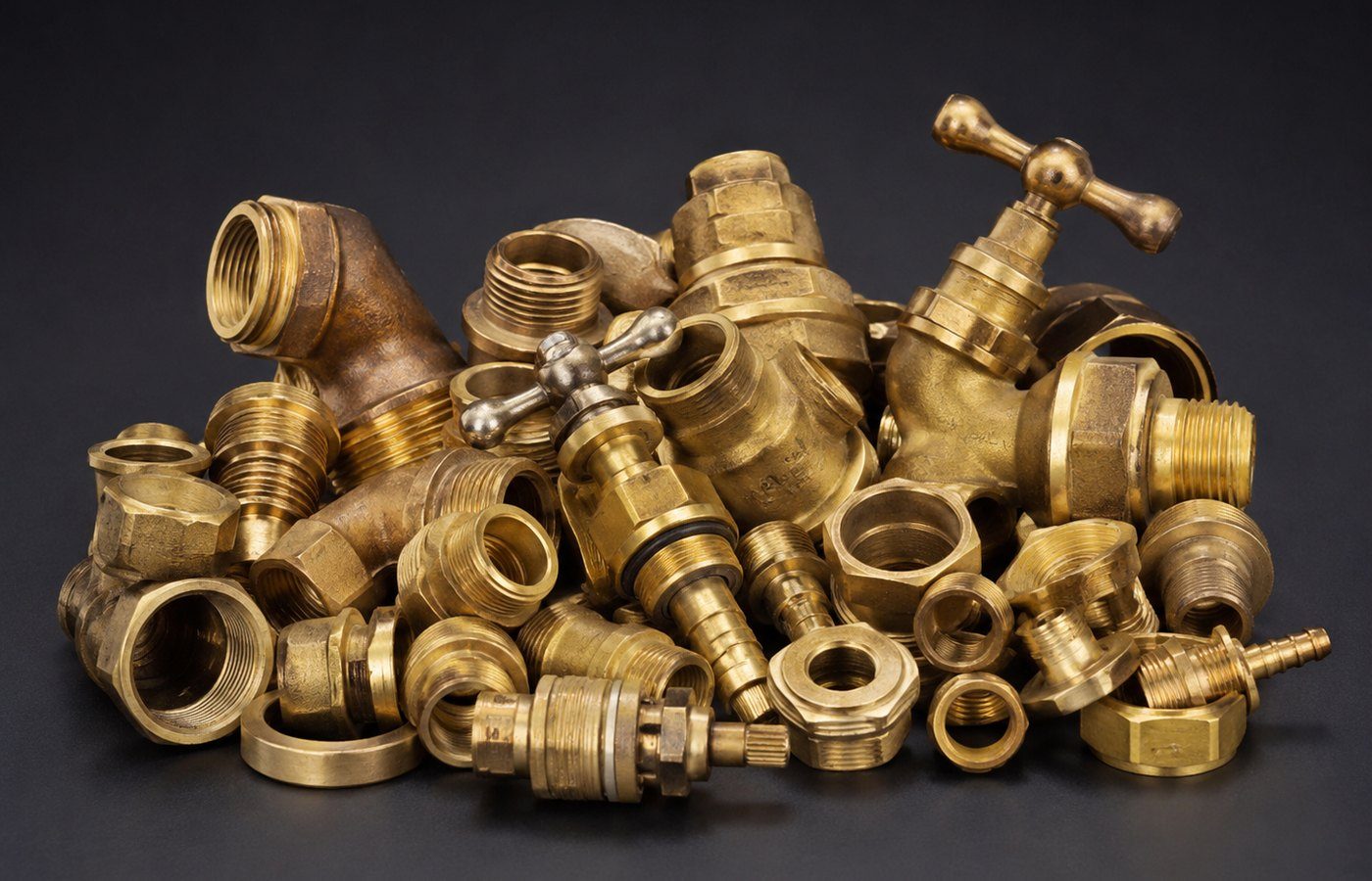 Messingschrott aus Armaturen, Fittings und Sanitärteilen